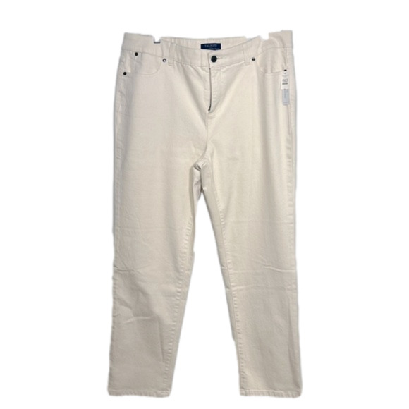 Talbots Womens High Waisted Flattering Ankle Crop Jeans Size 16 Cream Plus size - Picture 2 of 11
